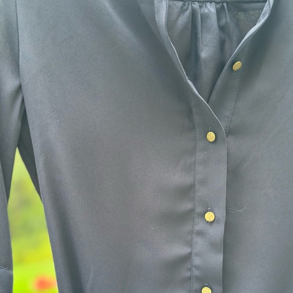 Banana Republic Navy Ruffle Sleeve Button-Down Dress - Picture 2 of 7